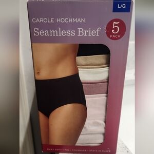 Carole Hochman Women's Seamless Brief Panties - 5 Pack - Black, Cream, Pink